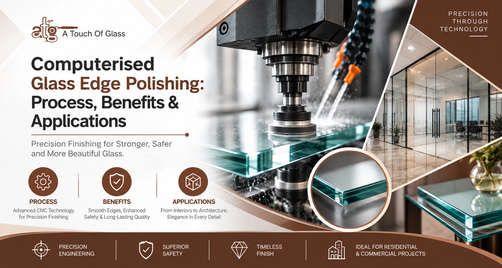 Computerised Glass Bevel Machine Cutting Precision Edge