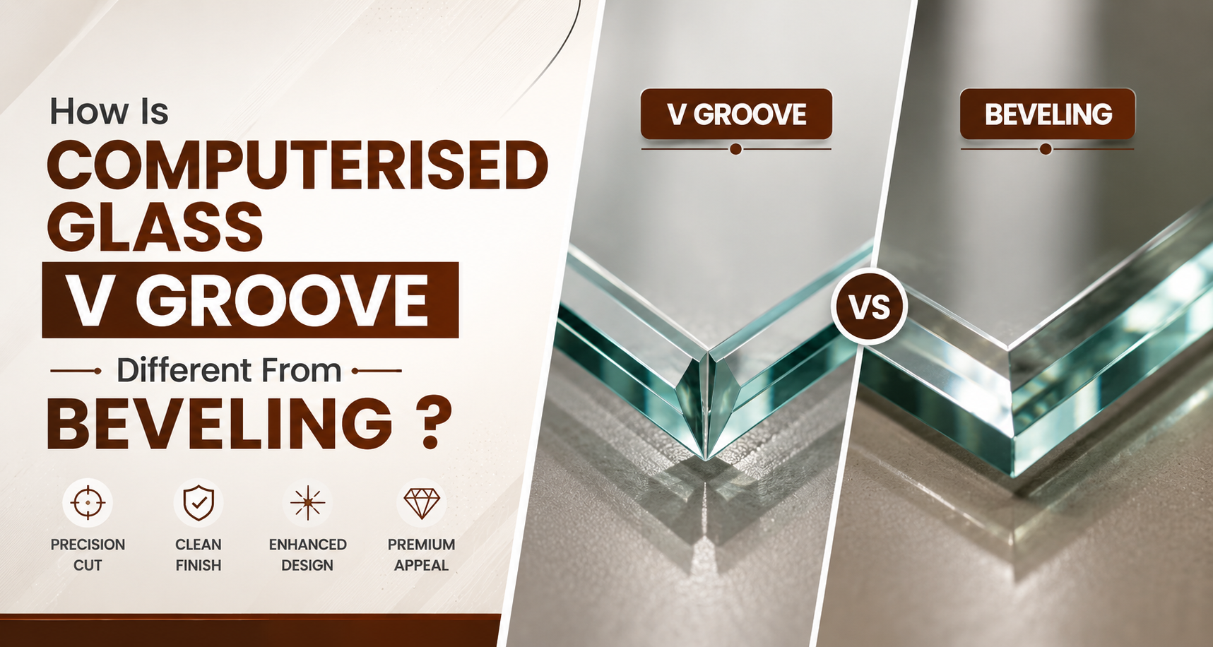 Computerised Glass V Groove Different From Beveling